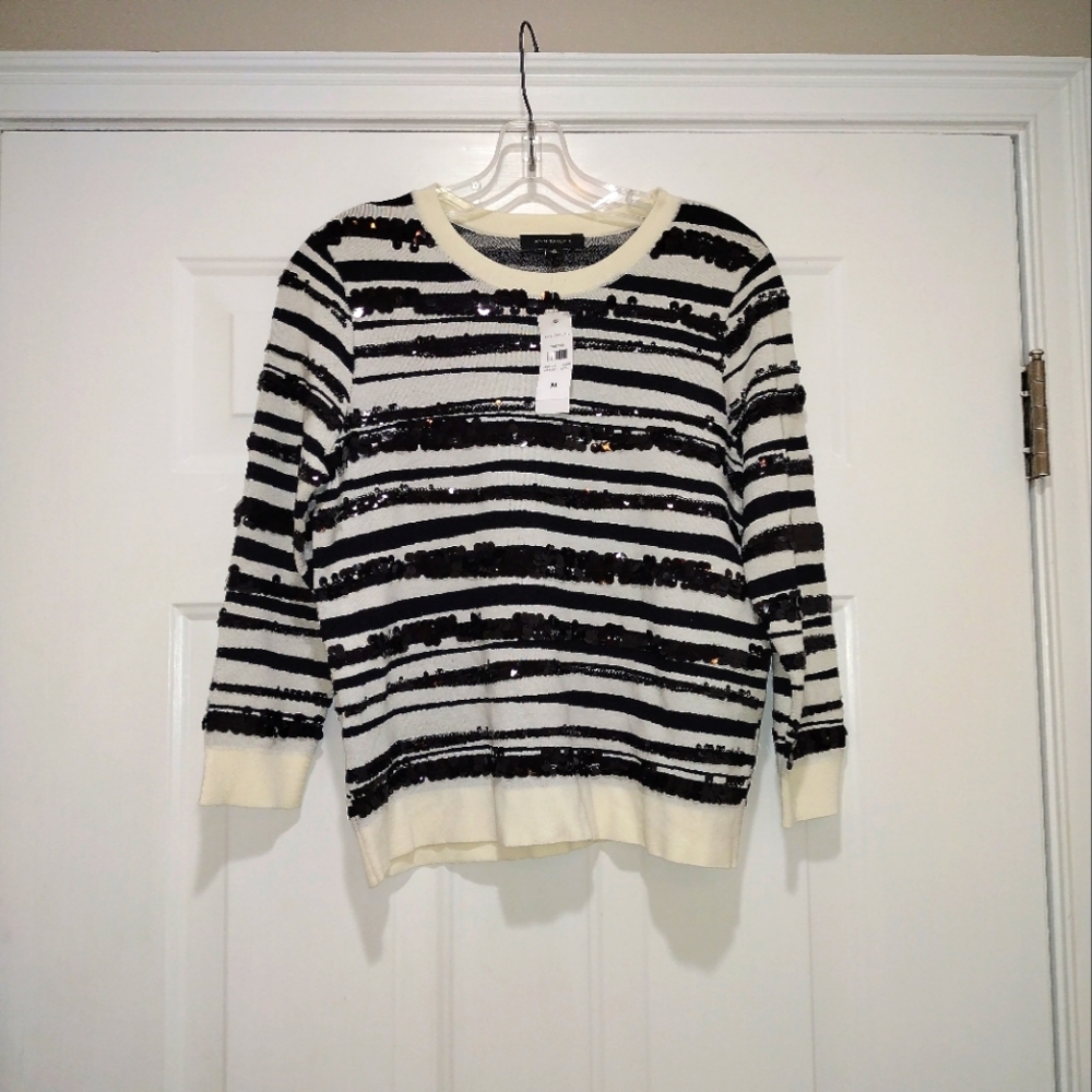 Ann Taylor NWT Zebra Sequin Knit Sweater Size Medium